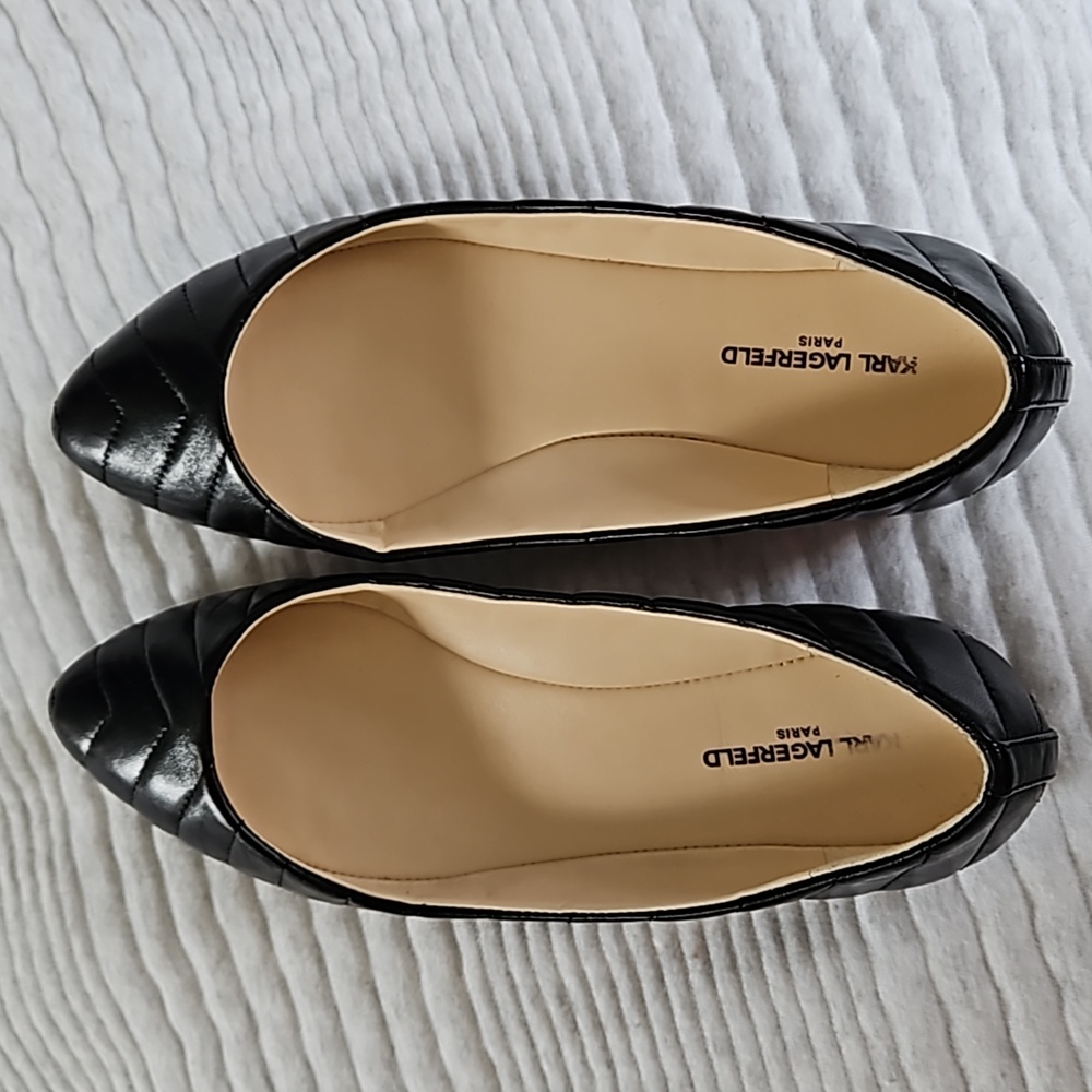 Karl Lagerfeld Black  Leather Flats